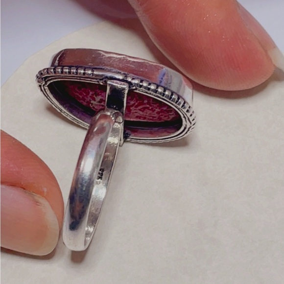 925 Sterling Silver Plated Pink gem women’s ring. SIZE 10 - Picture 8 of 17